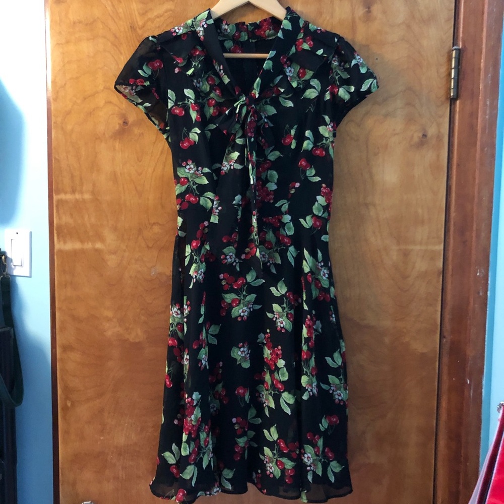 X-Small New Hell Bunny Charlotte Cherry Retro Vintage Inspired Dress Modcloth - Picture 4 of 6
